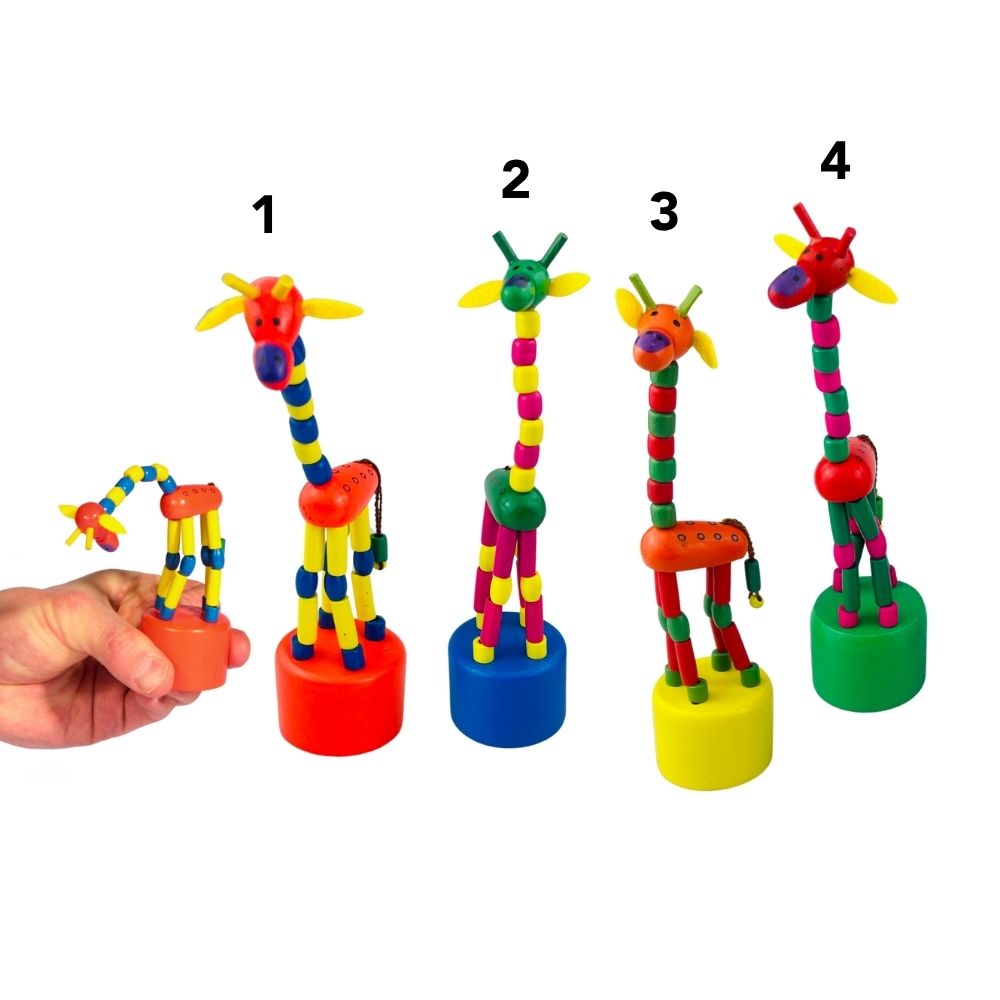 Otterdene 17cm Wooden Giraffe Push Up Toy - Choice of 4)
