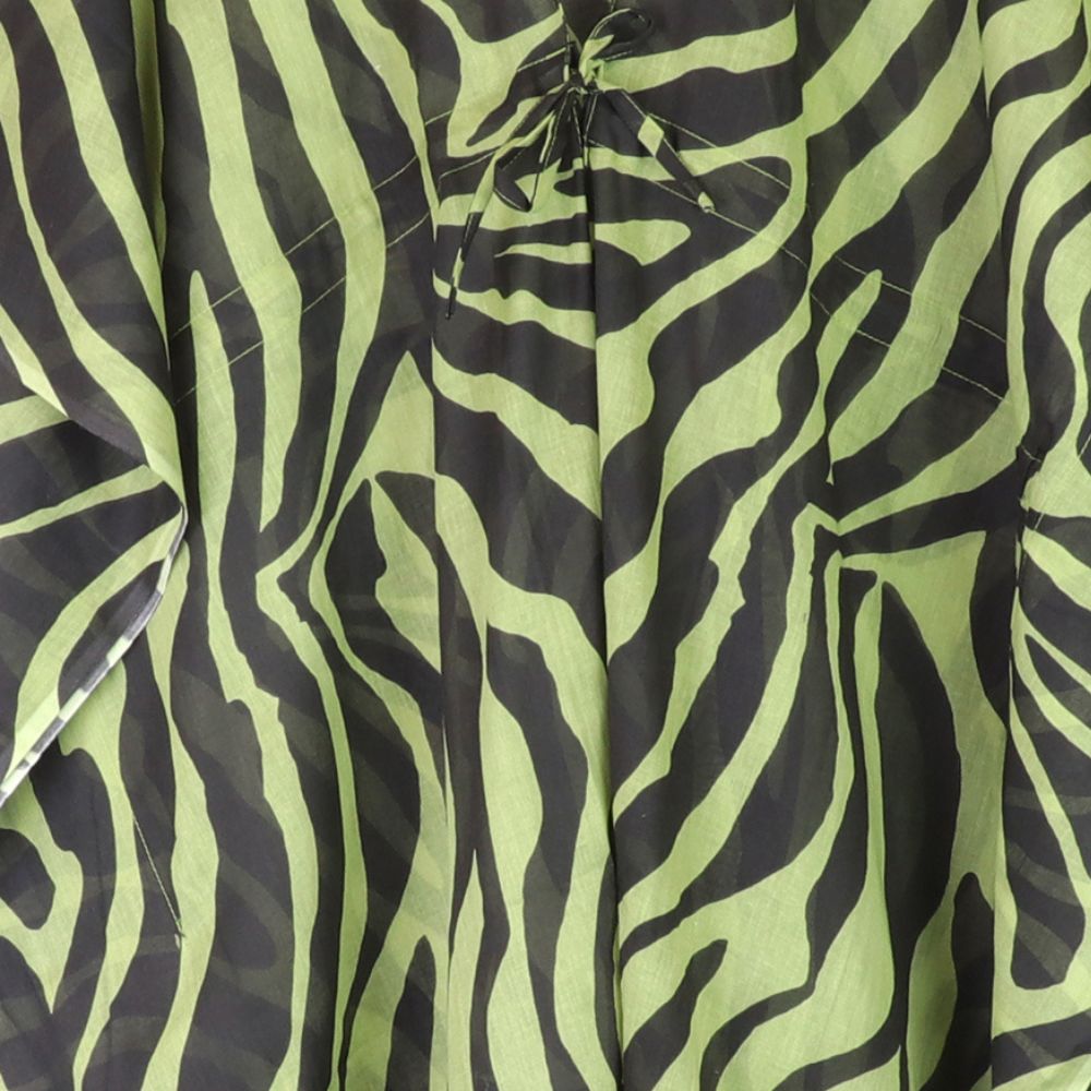 POM Black & Green Zebra Print Cotton Kaftan