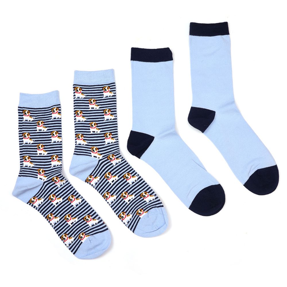 POM Blue Jack Russel Socks (2 Pack)