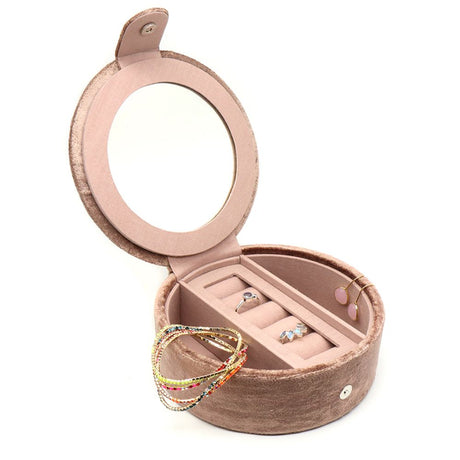 POM Buff Sleeping Dormouse Embroidered Velvet Round Jewellery Box