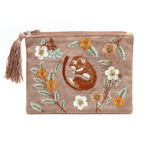 POM Buff Sleeping Dormouse Embroidered Velvet Zip Purse