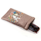 POM Cocoa Velvet Embroidered Bunnies Glasses Case