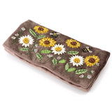 POM Cocoa Velvet Embroidered Sunflowers Jewellery Roll
