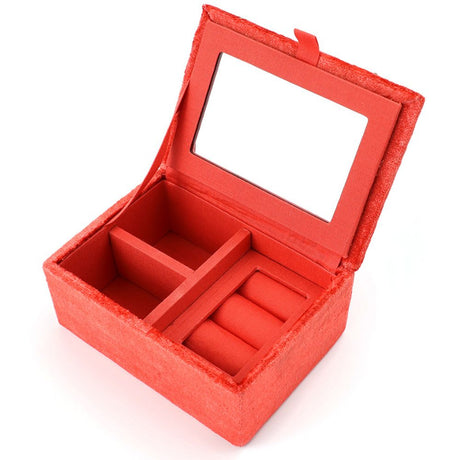 POM Coral Velvet Embroidered Pansie's Jewellery Box