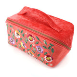 POM Coral Velvet Embroidered Pansie's Vanity Case