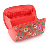 POM Coral Velvet Embroidered Pansie's Vanity Case