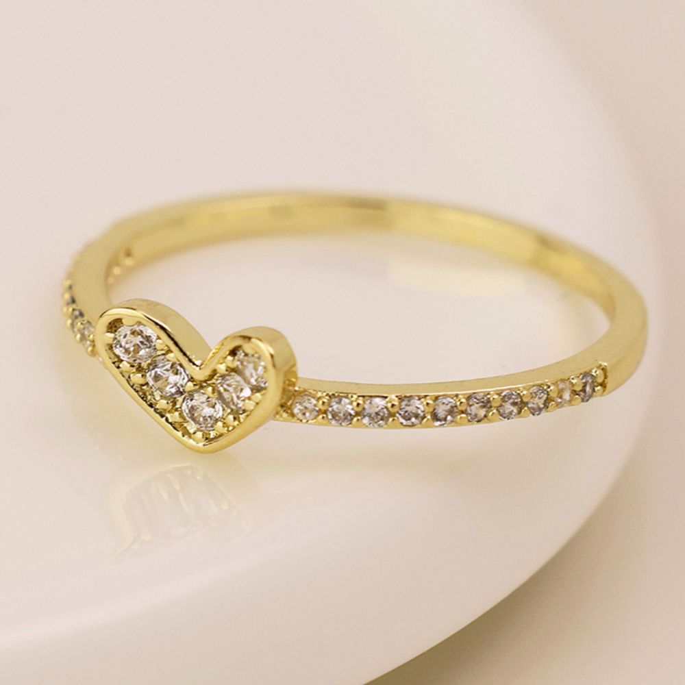 POM Gold Plated Crysral Heart Ring (Medium-Large)