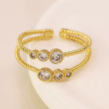 POM Gold Plated Double Strand Crystal Ring (Medium-Large)