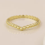 POM Gold Plated Fine Bead 'V' Ring (Medium-Large)