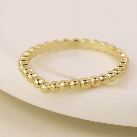 POM Gold Plated Fine Bead 'V' Ring (Medium-Large)
