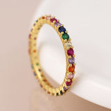 POM Gold Plated Rainbow Crystal Set Ring (Small-Medium)