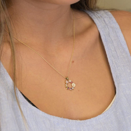 POM Gold Plated Shell & Crystal Wreath Necklace