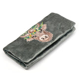 POM Green Seafoam Highland Cow Embroidered Velvet Jewellery Roll