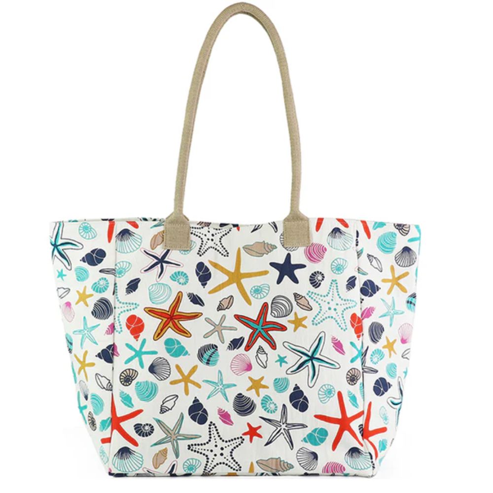 POM Multi-colour Starfish & Shell Print Beach Bag