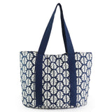 POM Navy Absract Cowrie Shell Print Beach Bag