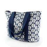 POM Navy Absract Cowrie Shell Print Beach Bag