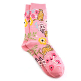 POM Pink Quirky Cat & Floral Ankle Socks