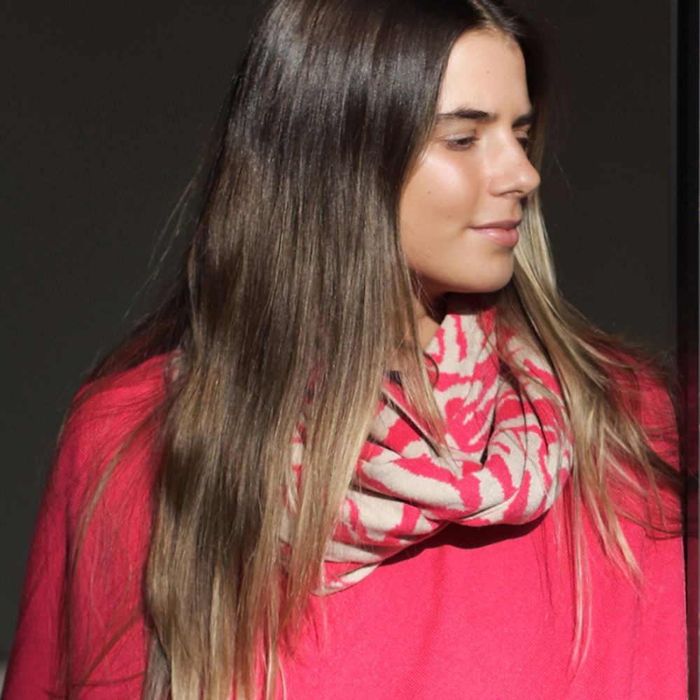 POM Raspberry Mix Recycled Blend Animal Stripe Snood