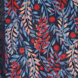 POM Recycled Blend Blue and Red Mix Layered Leaf Print Scarf
