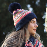 POM Recycled Blend Navy Mix Fair Isle Bobble Hat