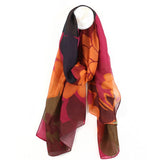 POM Recycled Red & Orange Blend Flower Stencil Scarf