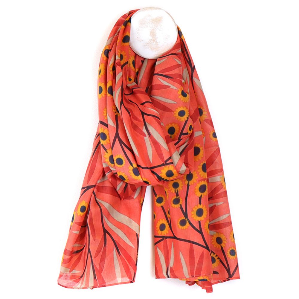 POM Red Mix Mini Sunflower Cotton Scarf