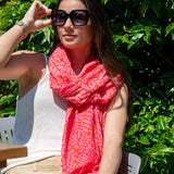 POM Red & Pink Mix Vine Print Cotton Scarf