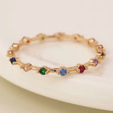 POM Rose Gold Plated Rainbow Crystal Ring (Small-Medium)