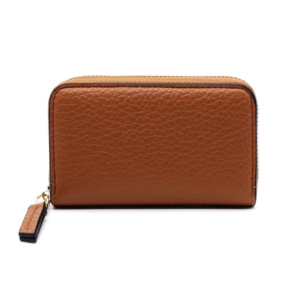 POM Tan Faux Leather Mini Coin Purse