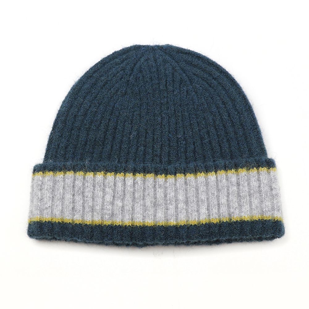 POM Teal and Grey Mens Beanie Hat