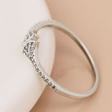 POM White Gold Plated Crystal Double Fan Ring (Small-Medium)