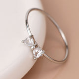 POM White Gold Plated Simple Crystal Bow Ring (Medium-Large)