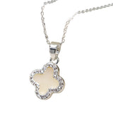 POM Crystal Edged Quatrefoil Necklace - Silver