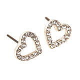 POM Crystal Heart Stud Earrings - Silver
