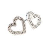 POM Crystal Heart Stud Earrings - Silver