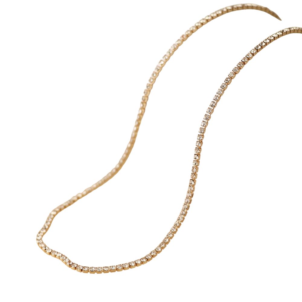 POM Golden Elegant Fine Chain Crystal Necklace