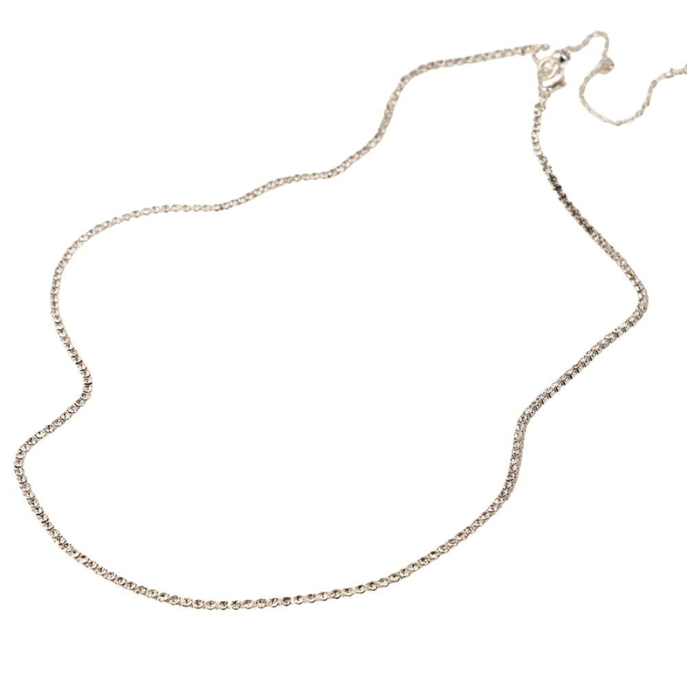 POM Fine Simple Elegant Crystal Necklace - Silver