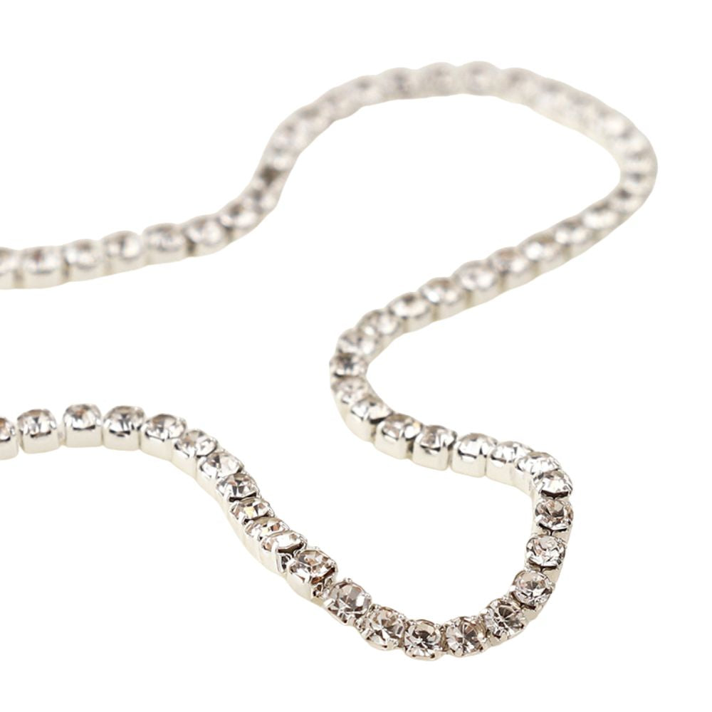 POM Fine Simple Elegant Crystal Necklace - Silver