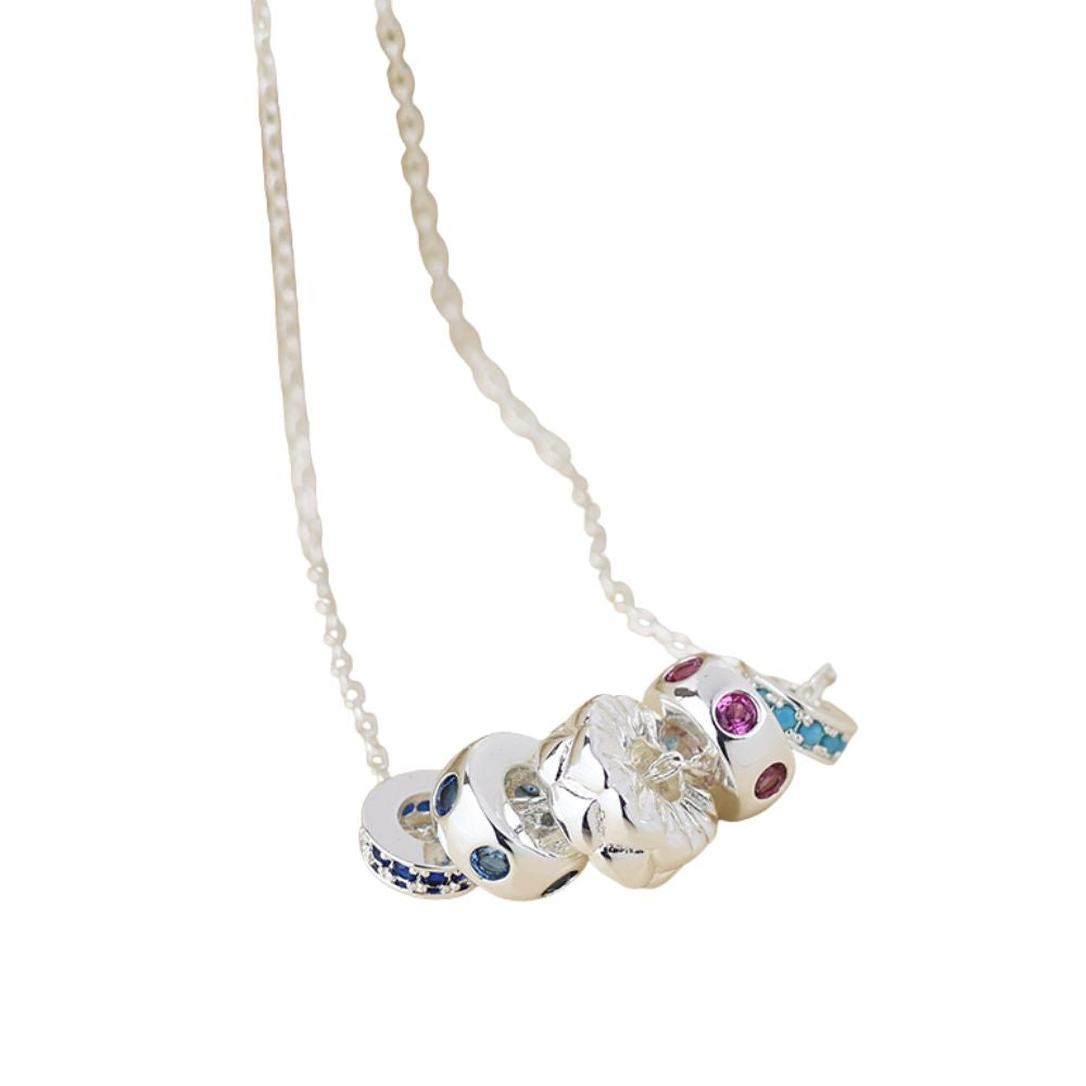 POM Five Ring Necklace With Crystals