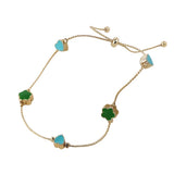 POM Flowers & Hearts Station Dainty Bracelet - Gold