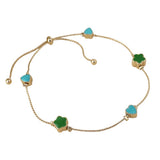 POM Flowers & Hearts Station Dainty Bracelet - Gold