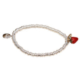 POM Silver Plated Strawberry & Heart Bracelet