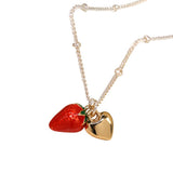 POM Silver Plated Strawberry & Heart Necklace