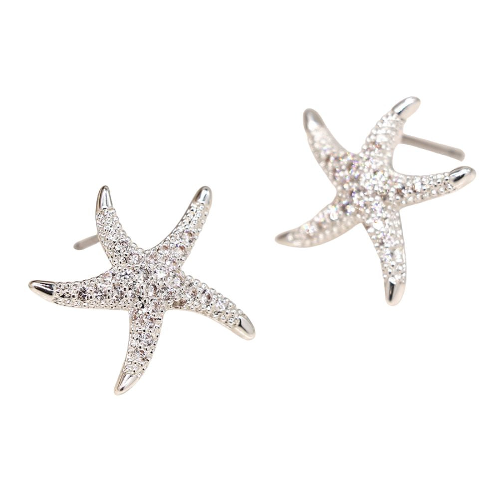 POM Star Fish Stud Earrings - Silver