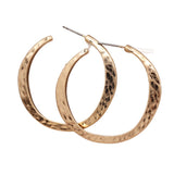POM Worn Hammered Hoop Earrings - Gold