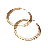 POM Worn Hammered Hoop Earrings - Gold