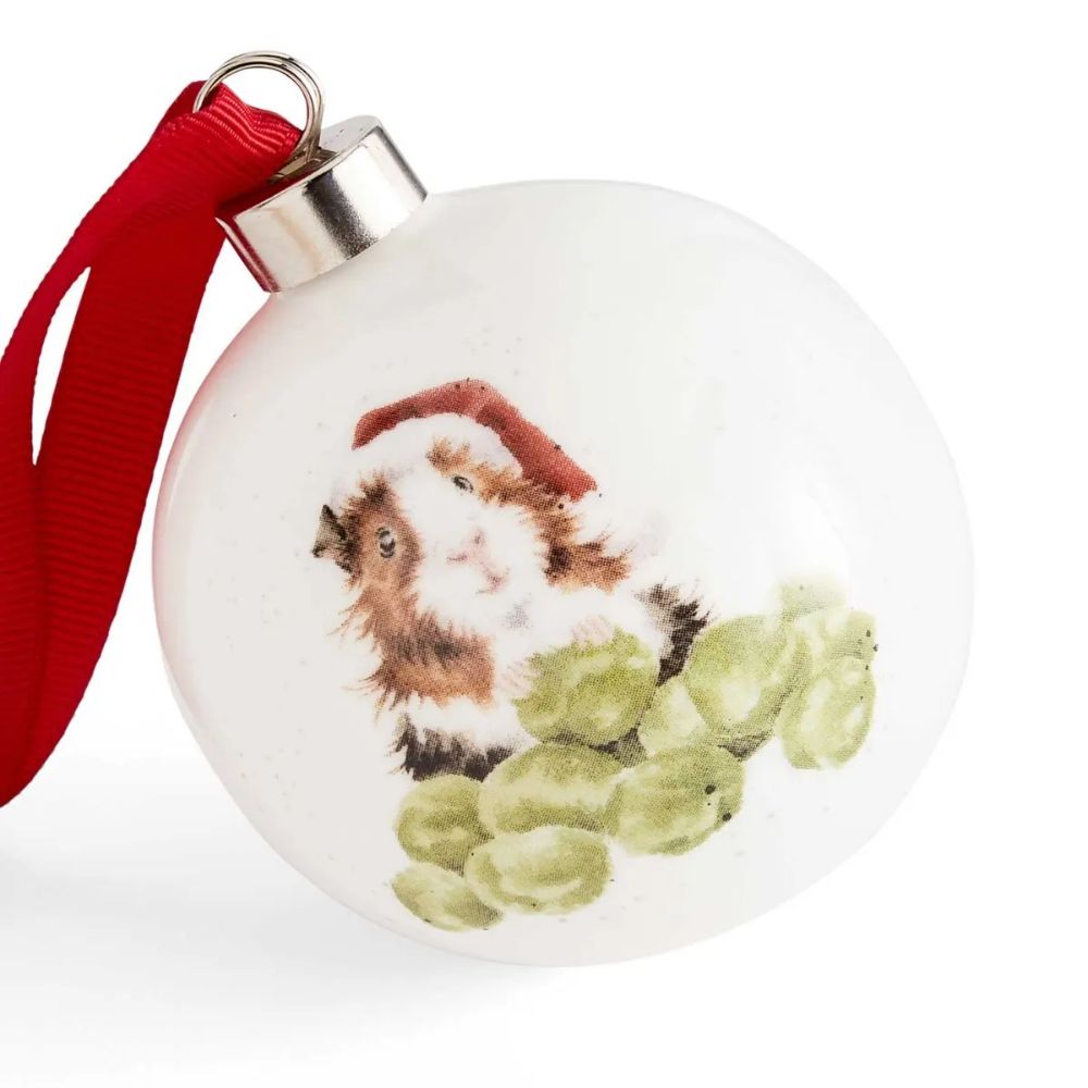 Portmeirion Wrendale Guinea Pig & Sprouts Christmas Bauble