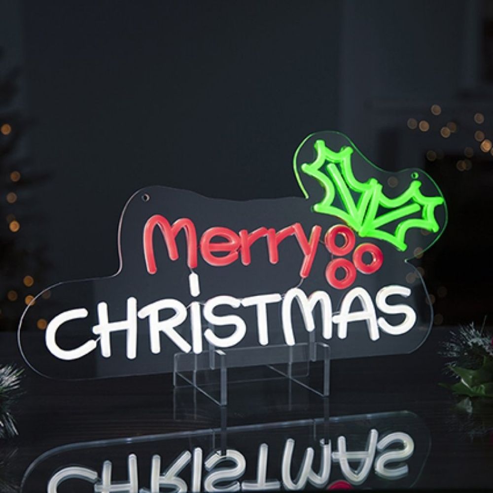 Premier 45cm Lit Neon 'Merry Christmas' Hanging Sign