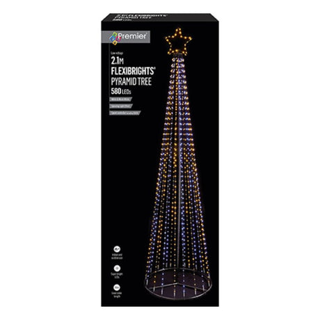 Premier Decorations 2.1m Multi Action Flexibrights Pyramid Tree