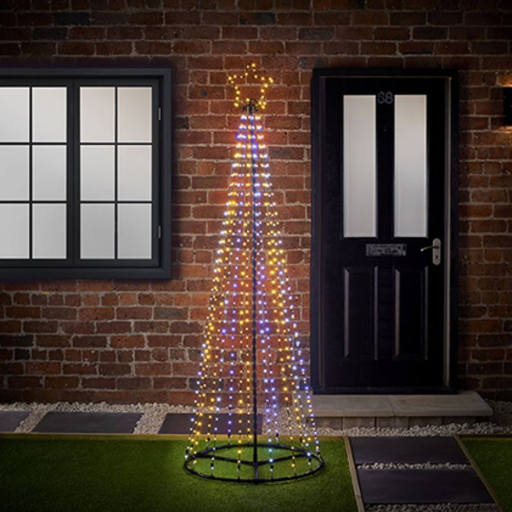 Premier Decorations 2.5m Multi-Action Flexibrights Pyramid Tree
